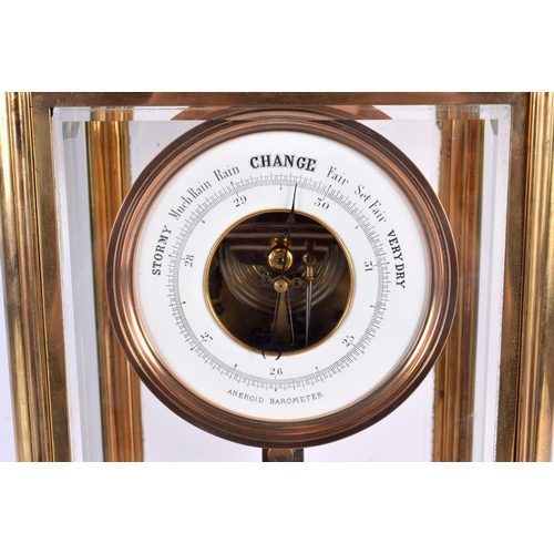 764 - A LARGE ANTIQUE FRENCH FOUR GLASS REGULATOR CLOCK with barometer. 40 cm x 20 cm.