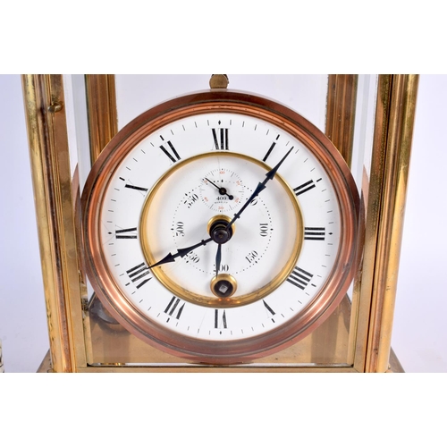 764 - A LARGE ANTIQUE FRENCH FOUR GLASS REGULATOR CLOCK with barometer. 40 cm x 20 cm.