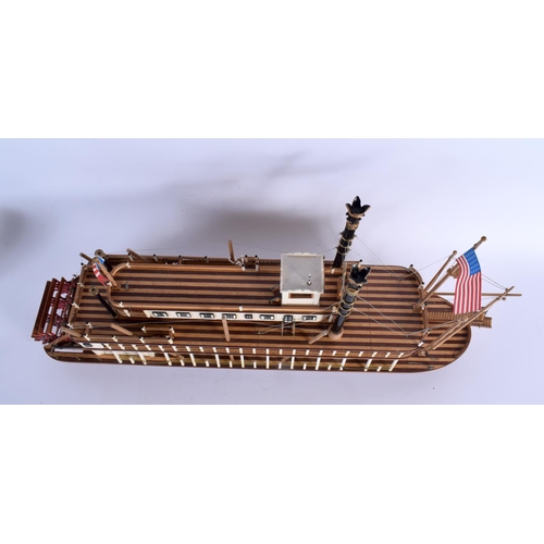 766 - A LARGE VINTAGE SCRATCH BUILT KING OF MISSISSIPPI BOAT. 60 cm x 30 cm.