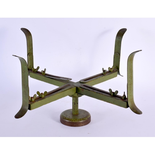 767 - A CHARMING VINTAGE GREEN PAINTED WOOL WORKING TOOL. 28 cm x 45 cm.