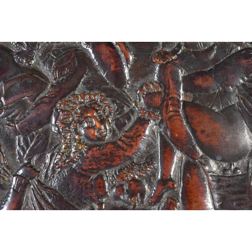 798 - A VERY RARE EARLY 18TH CENTURY EUROPEAN COPPER ON LEAD  PANEL depicting figures performing erotic st... 