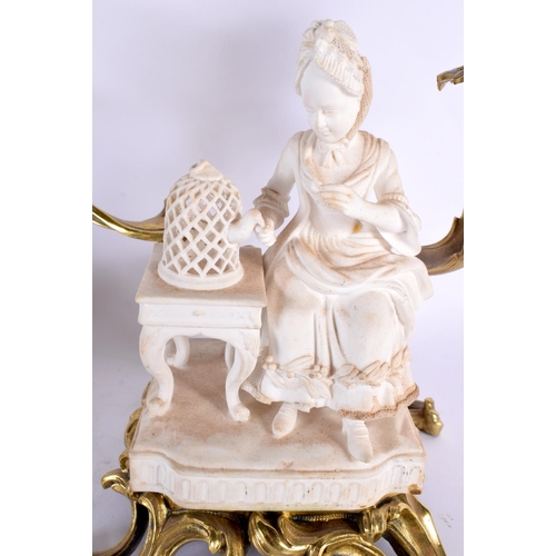 809 - A LOVELY PAIR OF 19TH CENTURY MINTON BISCUIT PORCELAIN COUNTRY HOUSE CANDLESTICKS with gilt bronze m... 