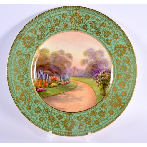 94 - Royal Worcester plate painted with a scene of Rilston Hall, Yorkshire by Raymond Rushton signed date... 