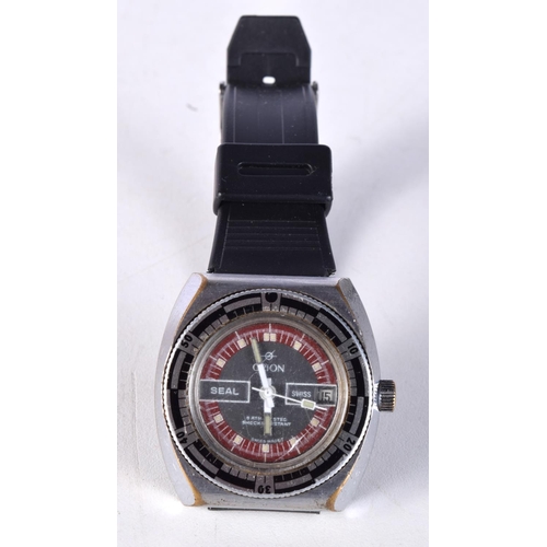 1016 - A VINTAGE ORION SEAL WATCH. 4.25 cm wide inc winder.