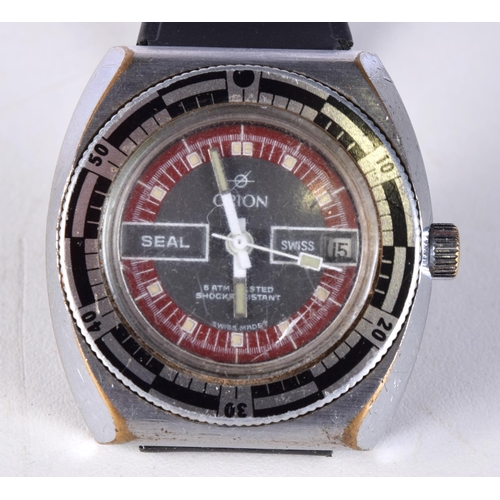 1016 - A VINTAGE ORION SEAL WATCH. 4.25 cm wide inc winder.