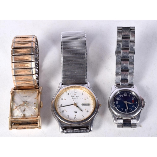 1495 - THREE VINTAGE WRISTWATCHES. 3.5 cm wide inc crown. (3)