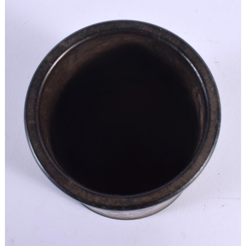 2148 - A CHINESE BRONZE BRUSH POT 20th Century. 11 cm x 9 cm.