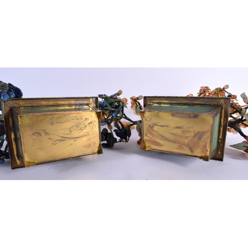 2440 - A PAIR OF EARLY 20TH CENTURY CHINESE JADE AND LAPIS LAZULI BONZAI TREES Late Qing/Republic. 32 cm x ... 