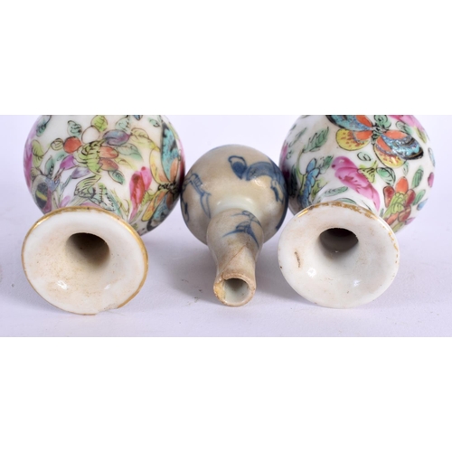 2449 - A MINIATURE 17TH/18TH CENTURY CHINESE BLUE AND WHITE VASE together with a saucer, pair of vases etc.... 