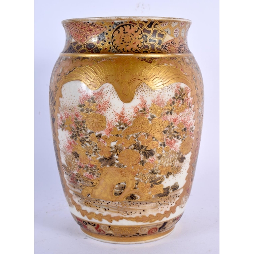 2454 - A 19TH CENTURY JAPANESE MEIJI PERIOD SATSUMA VASE painted with figures in landscapes. 18 cm x 10 cm.