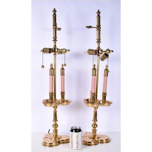 3218 - A pair of large brass lamp stands 79 cm (2).