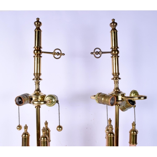 3218 - A pair of large brass lamp stands 79 cm (2).