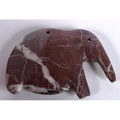 3597 - An Indian carved stone Elephant pendant/hanging 10cm.