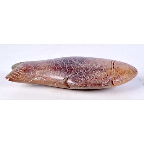 3598 - A Egyptian carved stone fish 12 cm.