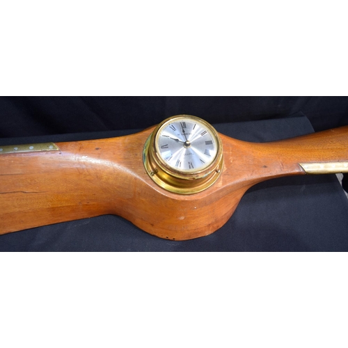 3779 - A vintage Gipsy moth  propellor with bass edges with a mounted clock 195 cm.