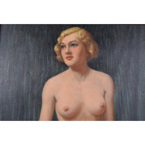 3784 - Framed Oil on canvas ,study of a bonde nude by H Lee 1938. 34 x 29 cm.