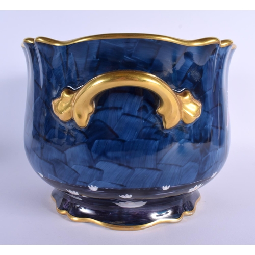 29 - A LARGE FRENCH LIMOGES PORCELAIN FLAMENGO JARDINIERE. 28 cm x 20 cm.