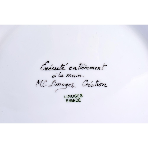 29 - A LARGE FRENCH LIMOGES PORCELAIN FLAMENGO JARDINIERE. 28 cm x 20 cm.