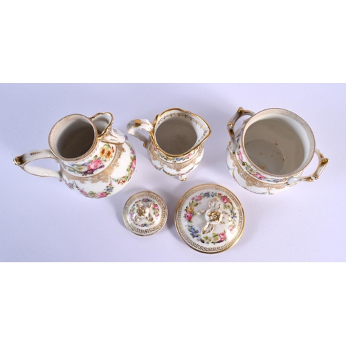 181 - 19th c. Paris porcelain cabaret set in Sevres style. 24 cm x 24 cm. (4)
