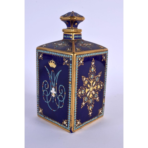 182 - 19th c. superb Sevres style scent bottle with red, white and blue jewelling including fleur-de-lis, ... 