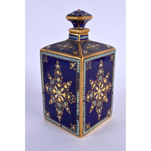 182 - 19th c. superb Sevres style scent bottle with red, white and blue jewelling including fleur-de-lis, ... 