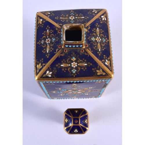 182 - 19th c. superb Sevres style scent bottle with red, white and blue jewelling including fleur-de-lis, ... 