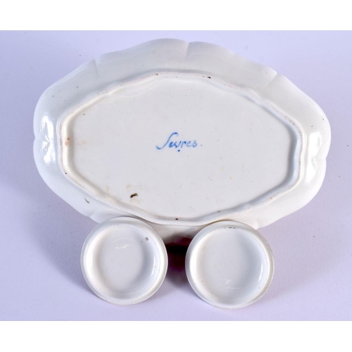188 - Late 18th c. Sevres comfiture having two bowls with covers painted with bands of flowers enclosed by... 