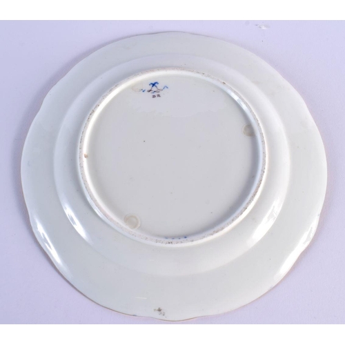 196 - Sevres plate, the centre painted with three floral sprays, the blue-de-roi border with three gilt fl... 