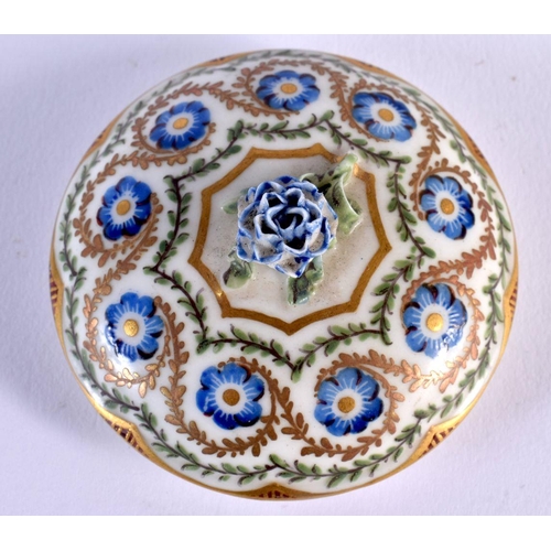 199 - Sevres teapot and cover painted with flowers surrounded by green and gold leafy chains, interlaced L... 