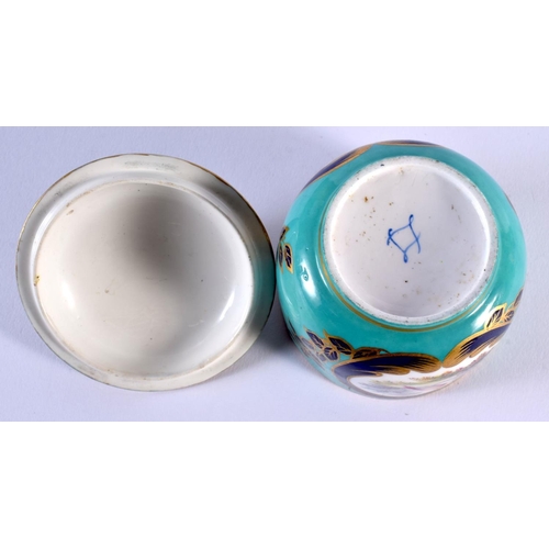 200 - Sevres sucrier and cover with oval panels of flowers, a bird or a figure, interlaced Ls. 9.5 cm wid... 