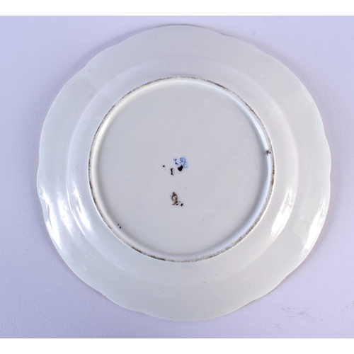 205 - Sevres blue celeste plate painted with a central spray of flowers and three larger sprays under a bl... 