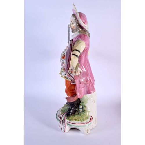 211 - Derby large figure of Falstaff standing, holding a sword, replacement for original brass one, and a ... 