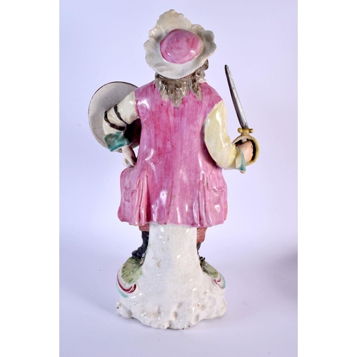 211 - Derby large figure of Falstaff standing, holding a sword, replacement for original brass one, and a ... 