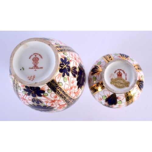 216 - Royal Crown Derby 1128  vase of pear shape and a larger RCD two handled vase also 1128 date mark 192... 