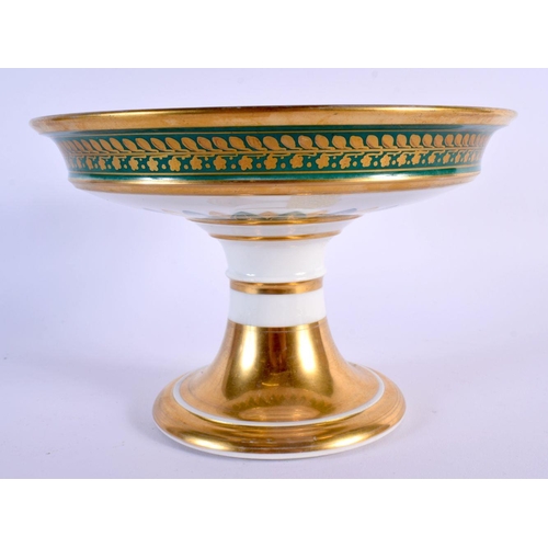 226 - Early 19th c. Paris porcelain comport or tazza with green and gilt decoration probably by Feuillet. ... 