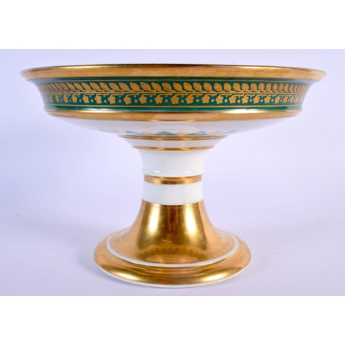 226 - Early 19th c. Paris porcelain comport or tazza with green and gilt decoration probably by Feuillet. ... 