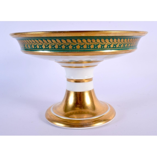 226 - Early 19th c. Paris porcelain comport or tazza with green and gilt decoration probably by Feuillet. ... 