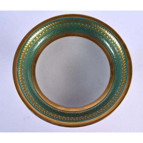 226 - Early 19th c. Paris porcelain comport or tazza with green and gilt decoration probably by Feuillet. ... 