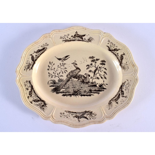 228 - Wedgwood creamware platter, of 'Queen's Shape', printed in black by Sadler and Green with two strutt... 