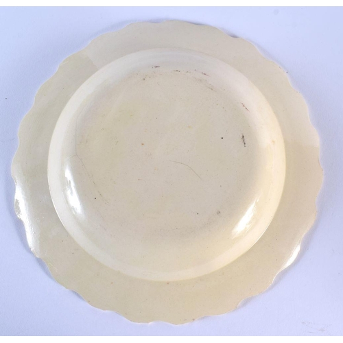233 - Wedgwood creamware soup plate, of 'Queen's Shape', printed in black by Sadler and Green with two str... 