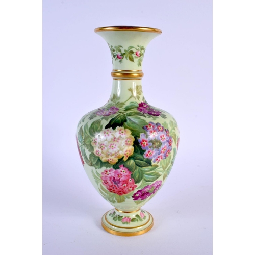 235 - 19th c. Copeland vase painted with flowers in the manner of Fredrick Hurten. 21Cm high