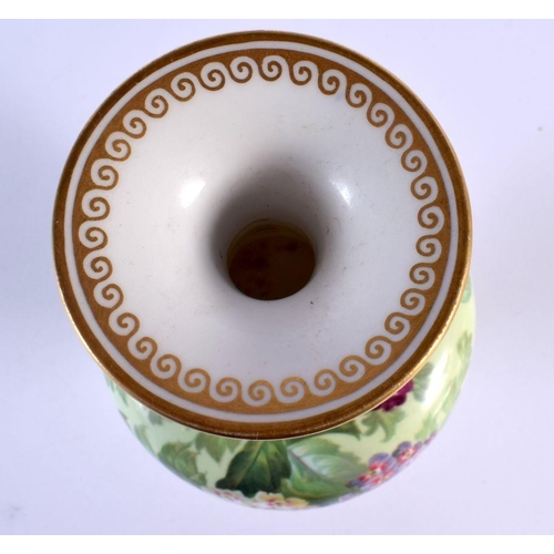 235 - 19th c. Copeland vase painted with flowers in the manner of Fredrick Hurten. 21Cm high
