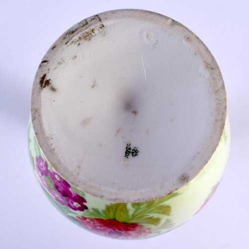 235 - 19th c. Copeland vase painted with flowers in the manner of Fredrick Hurten. 21Cm high