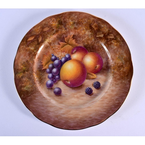 236 - Ex-Royal Worcester artist plate painted with fruit  by Creed, signed. 26Cm diameter