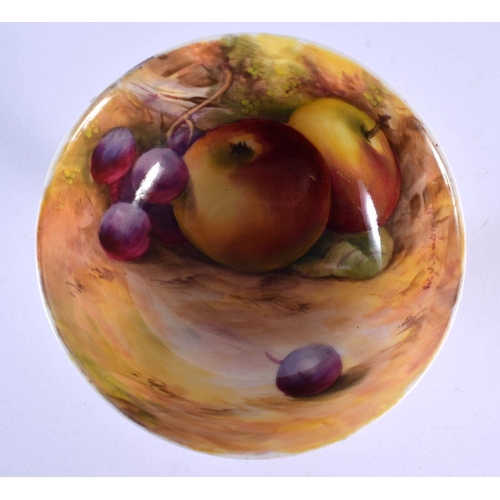 237 - Royal Worcester plate painted with fruit by A R Telford, signed and a pedestal cup by W J Bagnel, bo... 