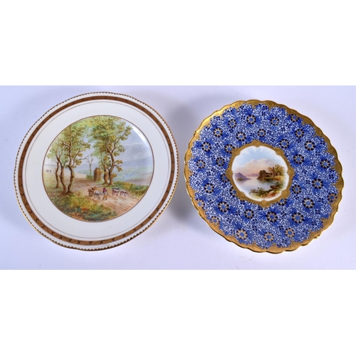 238 - Minton plate painted by John Willshaw signed and dated 1868, with rustic figures and a cart and a la... 