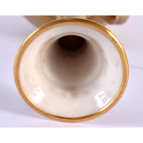 240 - Royal Worcester rare gold ground two handled vase decorated in Japanese style with a hummingbird and... 