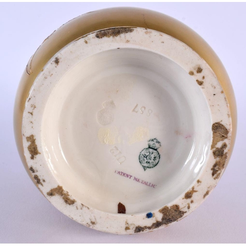 240 - Royal Worcester rare gold ground two handled vase decorated in Japanese style with a hummingbird and... 