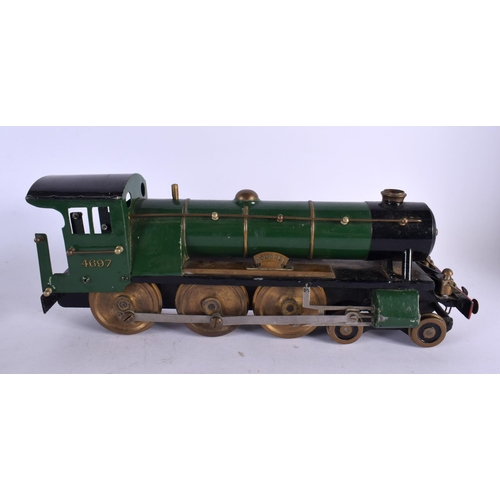 421 - A SCRATCH BUILT LOCOMOTIVE TRAIN AND TENDER Mongrel, No 4697. 56 cm long inc tender. (2)