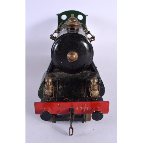 421 - A SCRATCH BUILT LOCOMOTIVE TRAIN AND TENDER Mongrel, No 4697. 56 cm long inc tender. (2)